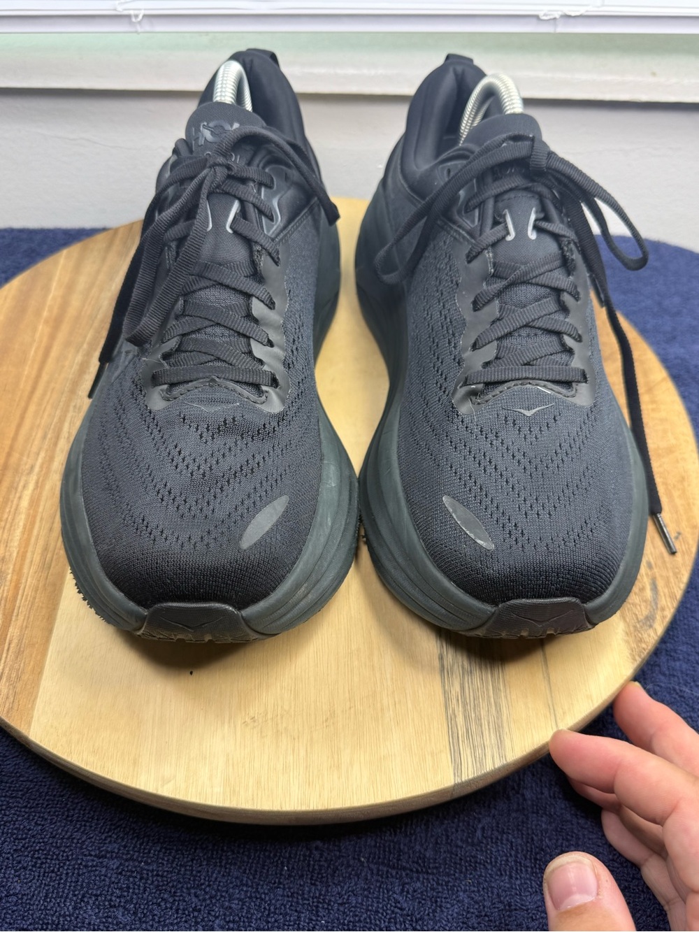 HOKA Bondi 8 Black Running Sneakers - All Black Trainer (Women’s 10 Men’s 8.5) - Picture 2 of 8